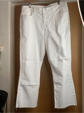 Loft High-Rise The Kick Crop Button-Fly Stretchy Jeans Size-32 Clean Girl